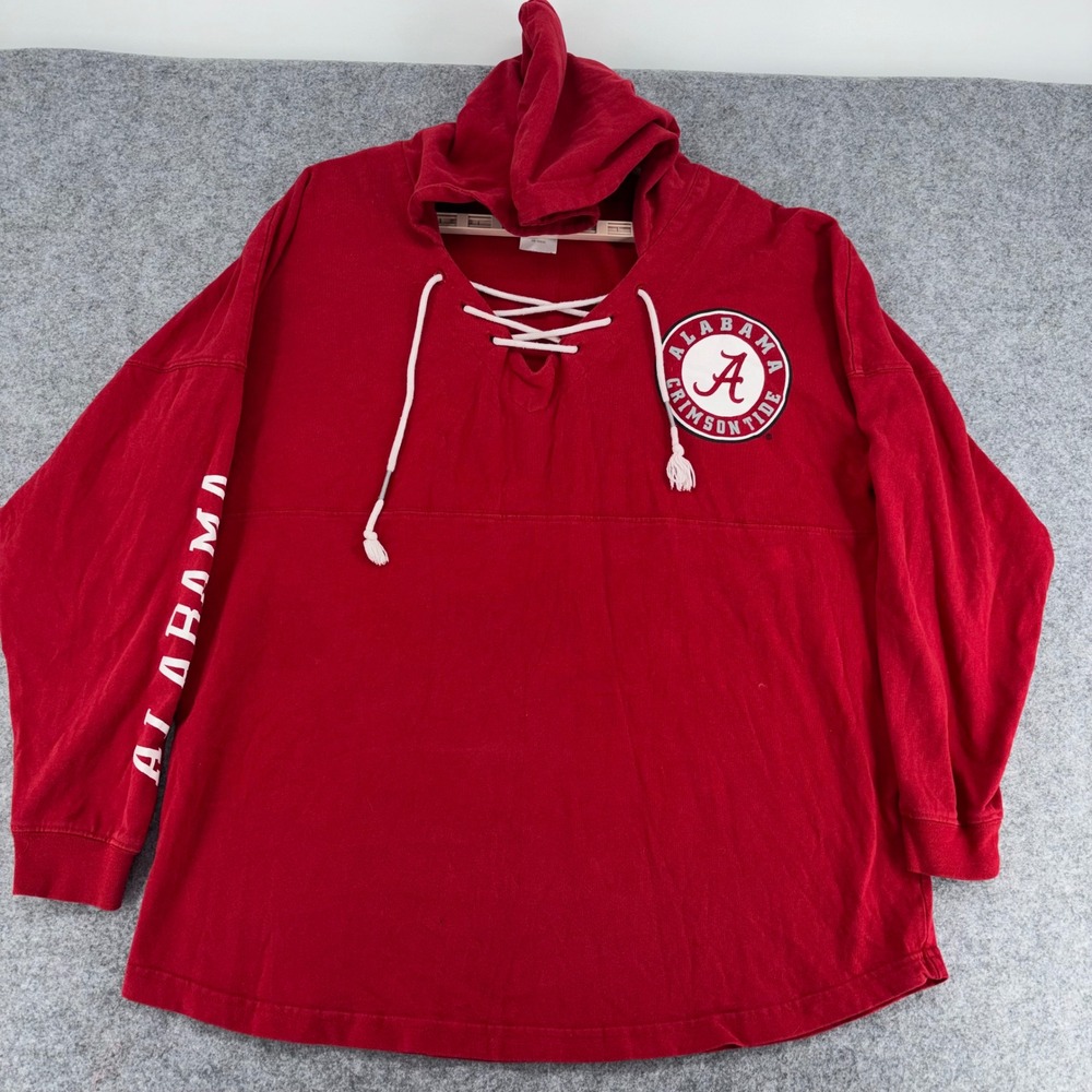 Knights Apparel Alabama Crimson Tide Lace Up Spirit Jersey Hoodie Red L 12-14